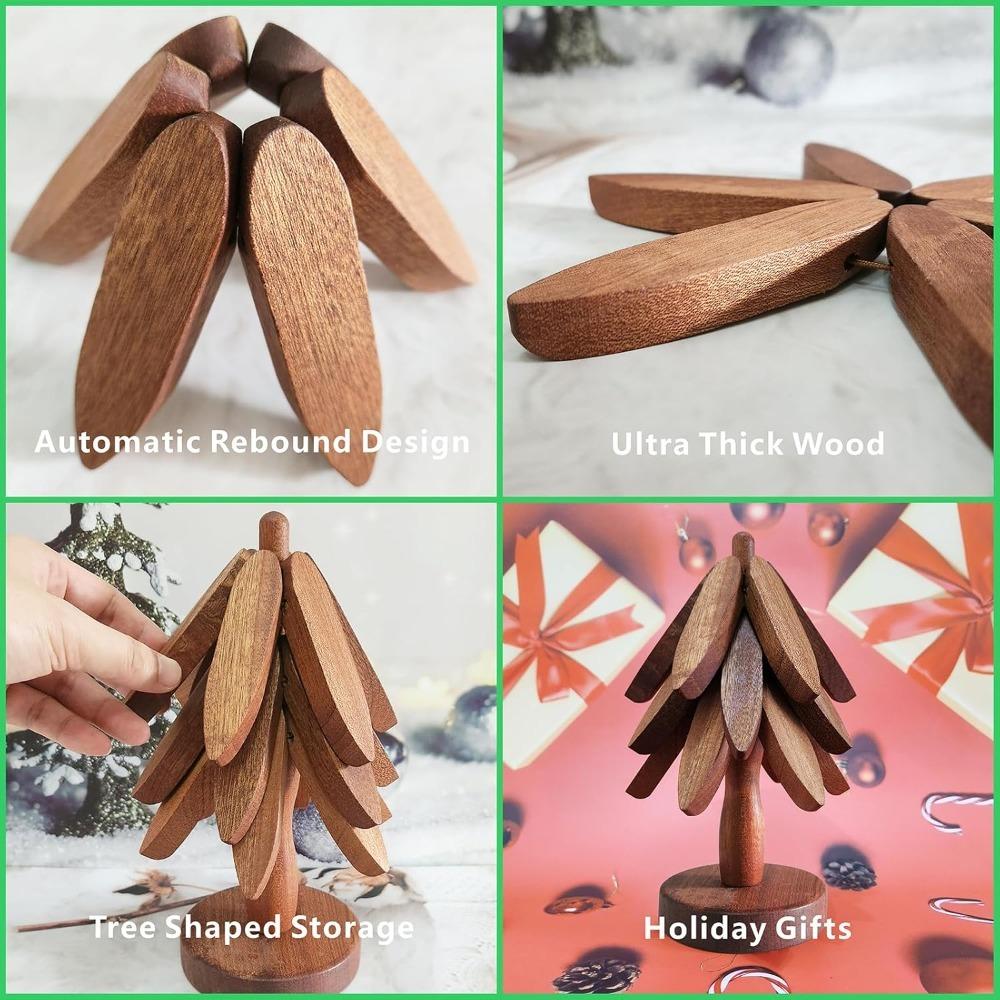3PackTree Design Placemat Stand Wooden Tripod Decorative Scald-Resistant Heat Resistant Table Mats Coasters Table Top Protectors