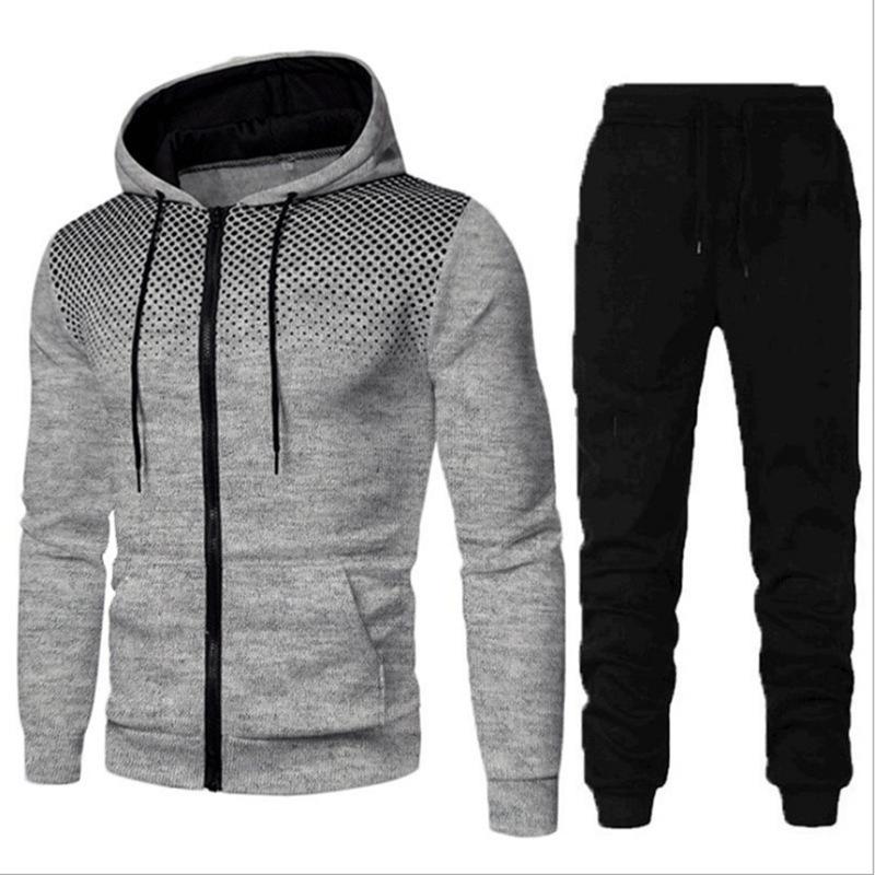 Men's Fleece-lined Sweatshirt & Sweatpants Set: Autumn/Winter Casual Sportswear, Customizable Logo, Two-piece European & American Style.