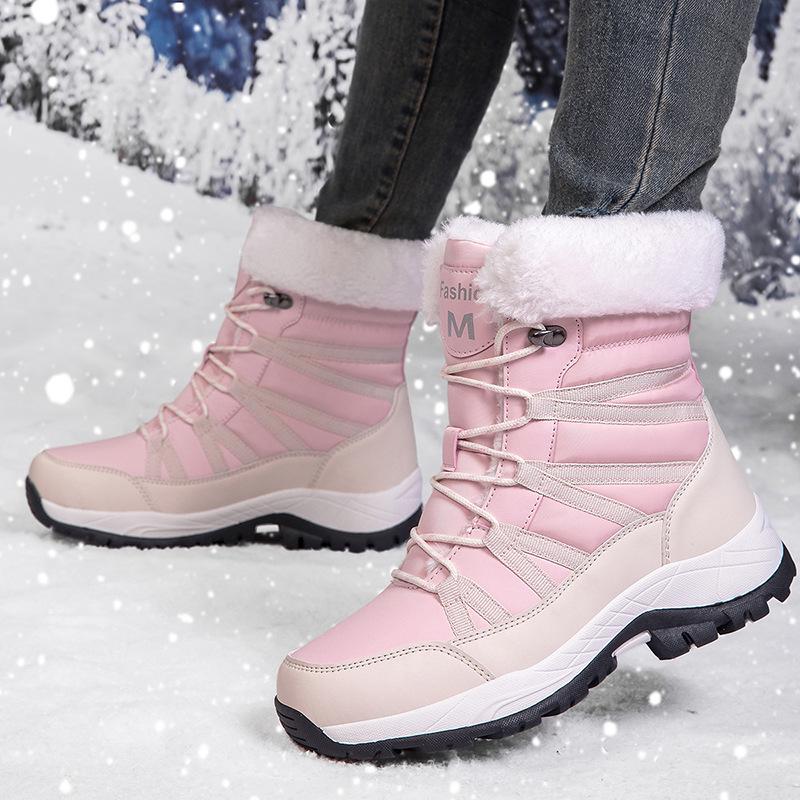 Plus-Size Women's Waterproof Winter Snow Boots, Warm Fleece-Lined, Long Tube Design, Outdoor Sports Fashion.
