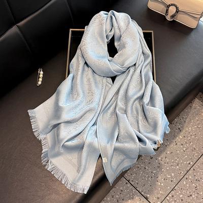 Sciarpa Lunga Stola Primavera Estate Sciarpa Imitazione Seta Moda Donna Versatile da Viaggio Spiaggia Sciarpa Stola Cotone Tencel Sciarpa Seta Dorata