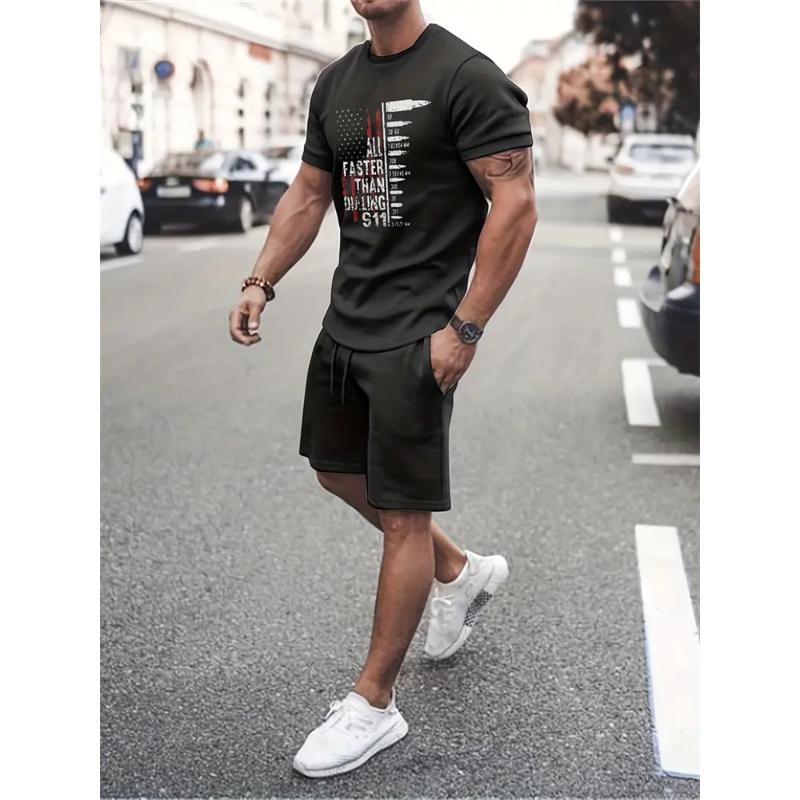 2024 New Summer Sportswear Men's Short Sleeve Shorts 2 Piece Set Men's Street Camouflage Print Trendy Shorts Set Men's Clothing