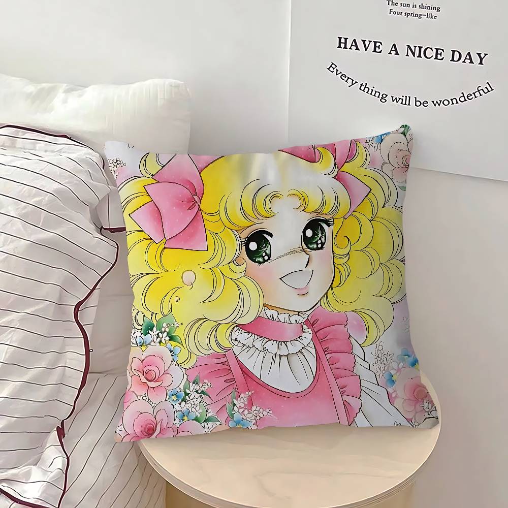 Manga Candy Cartoon Pillow Covers Cartoon Sofa Decorative Home Double-sided Printing Short Plush Cute Cushion Cover