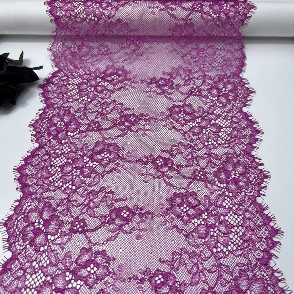 3m x 23cm French Eyelash Lace, Non-stretch Purple Chantilly Lace Trim for Bra, Underwear, Lingerie, Dress, Garment, Sewing & Crafting