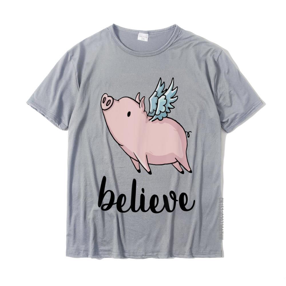 Believe Flying Pig With Wings Motivational Pigs Fly Gift Tshirt Casualnormal Tops T Shirt Prevailing Cotton Unisexs Tshirts