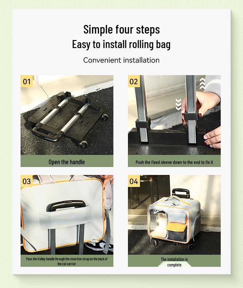 Portable Cat & Small Dog Travel Backpack: Outdoor Folding Pet Trolley Case