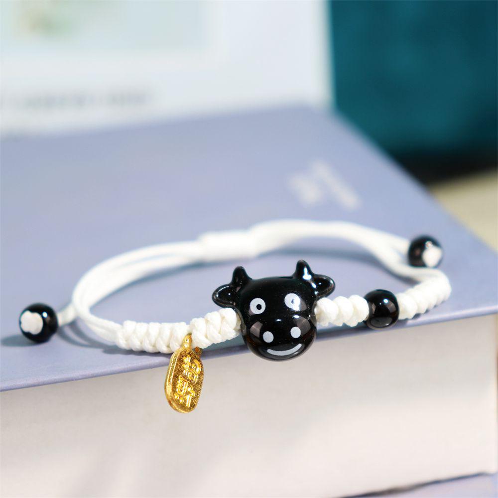 Cute Cartoon Ceramic Jewelry: Fresh Woven Bestie Bracelet Design