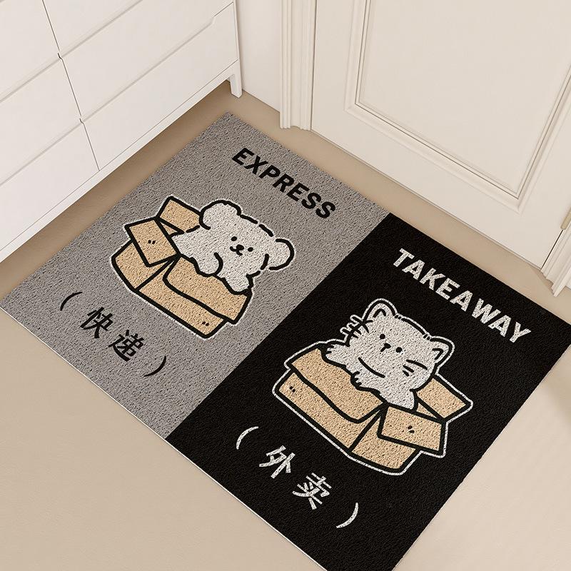 Cartoon Dog Cat Carpet Mat Rug Delivery Instruction Design with Welcome Text Home Decoration Floor Mat Kitchen Rug Welcome Mat