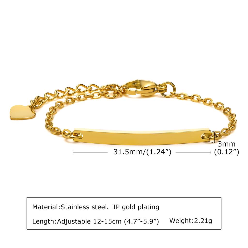 A Variety Of Children'S Curved Brand Stainless Steel Gold Bracelet Women, Fashionable Personality Can Be Engraved 798