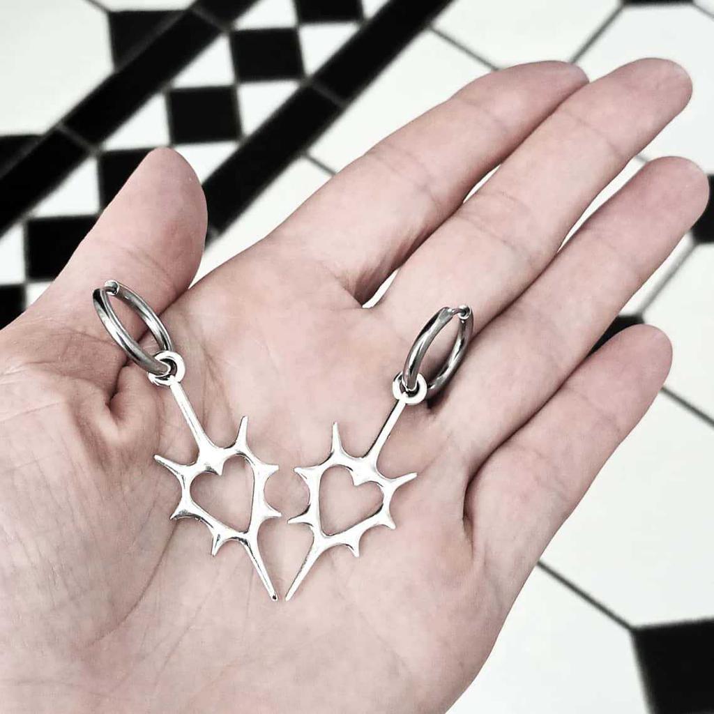 Gothic Heart Shaped Eco Friendly Recycled Pendant Earrings Handmade Jewelry for Women