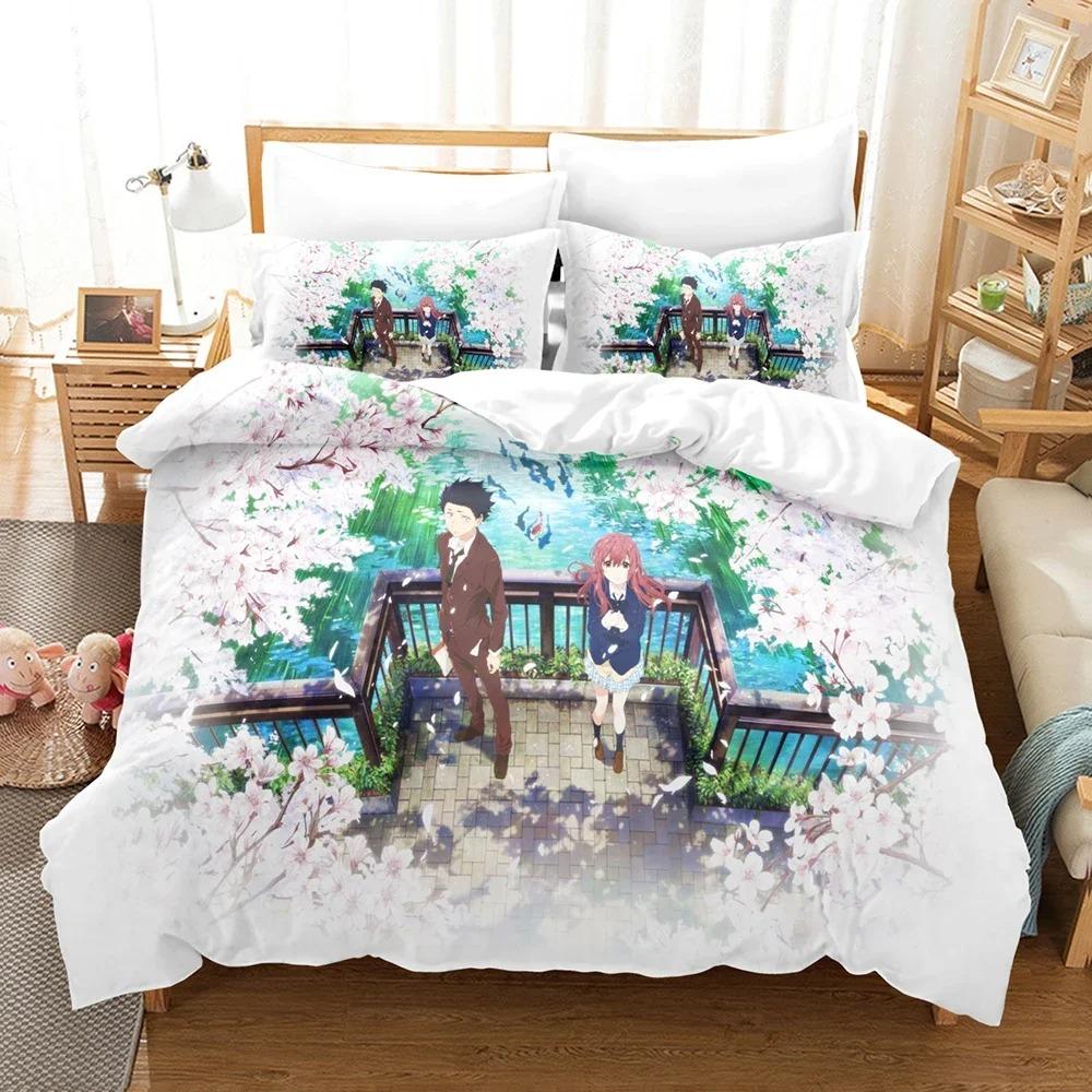 A Silent Voice Bedding Set Single Twin Full Queen King Size Bed Set Adult Kid Bedroom Duvet Cover Sets 3D Anime Bed Sheet Set