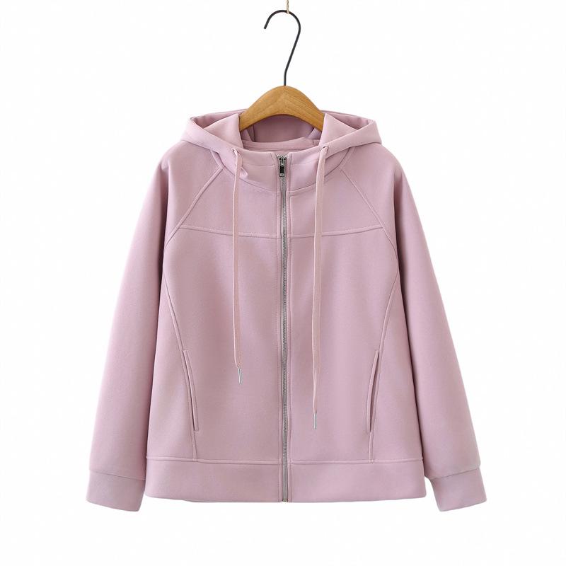 Plus Size Women s Hooded Cardigan - Versatile Spring Long Sleeve Jacket 4XL розовый/фиолетовый
