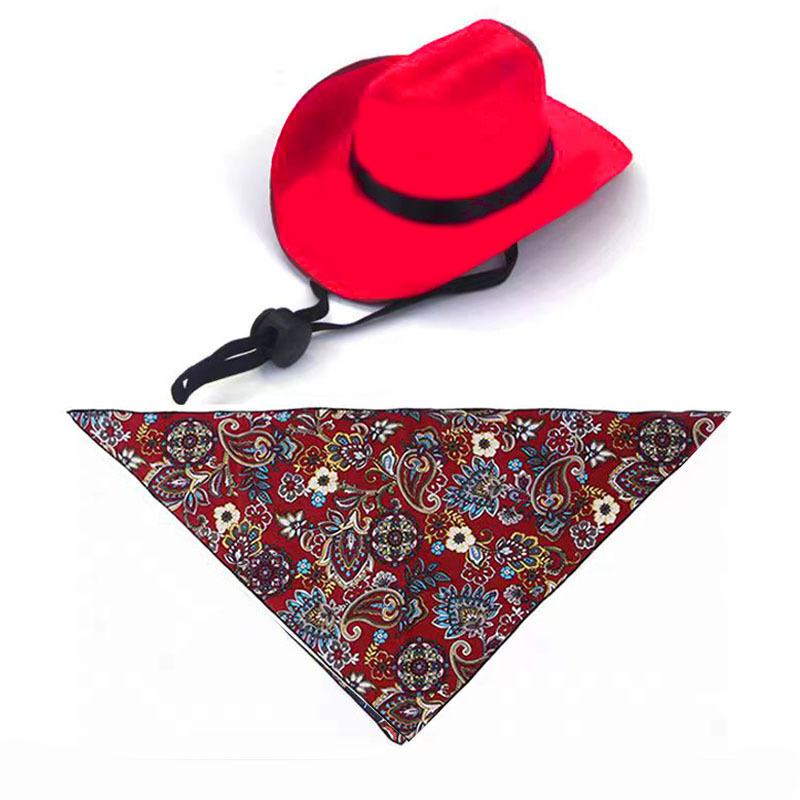 Pet cat denim hat headwear mini denim dog hat triangle scarf combo