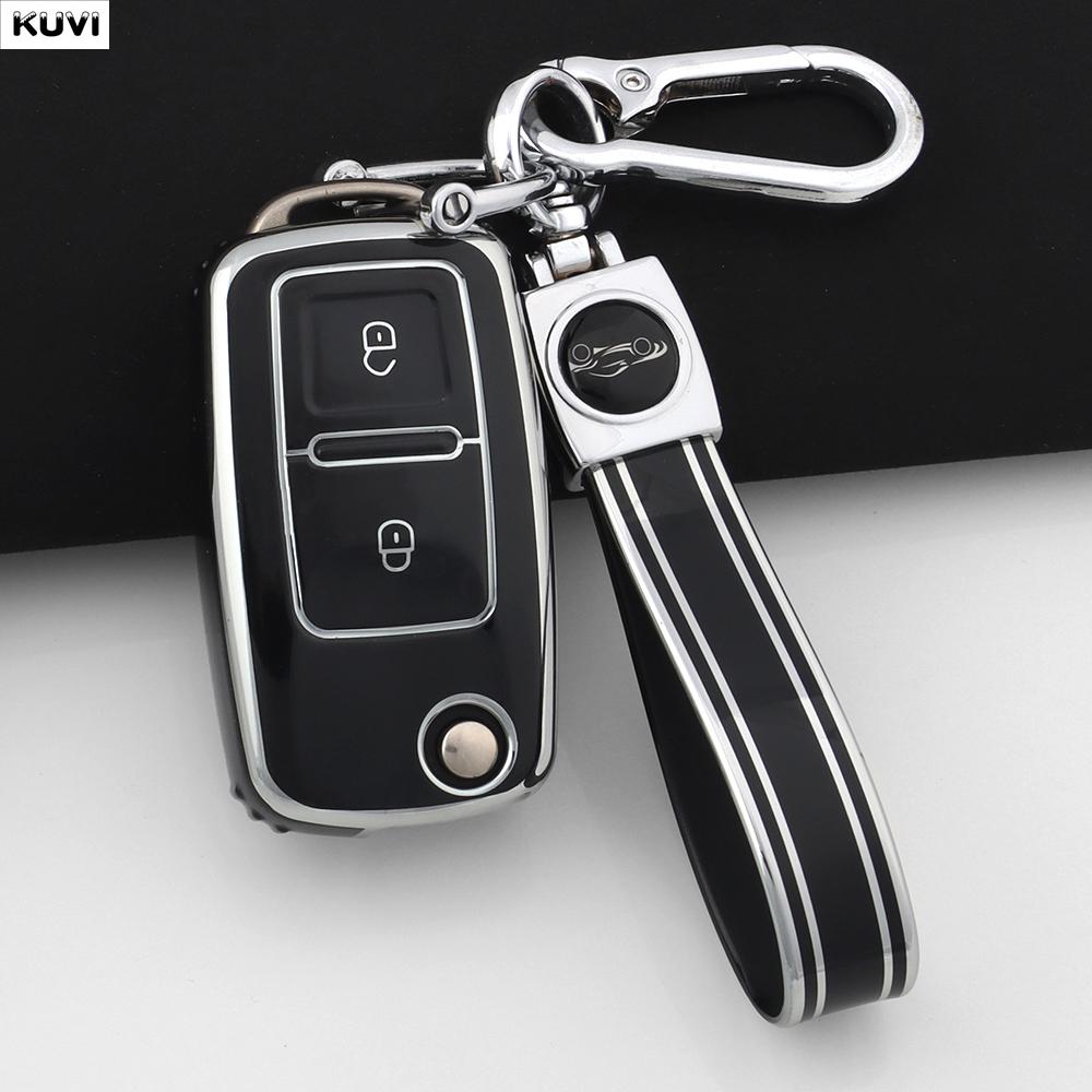 Coque de protection en TPU à 2 boutons pour clé de voiture Pour VW Volkswagen Amarok Polo Golf 4 5 6 MK4 Bora Jetta Altea Alhambra Passat B5 B6 B7