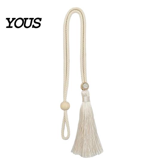 Adjustable Curtain Ties Wooden Ring Tassels Tieback, Window Holders Easy Use Backs, No Drill Drape Holdbacks for Home Bedroom Decor
