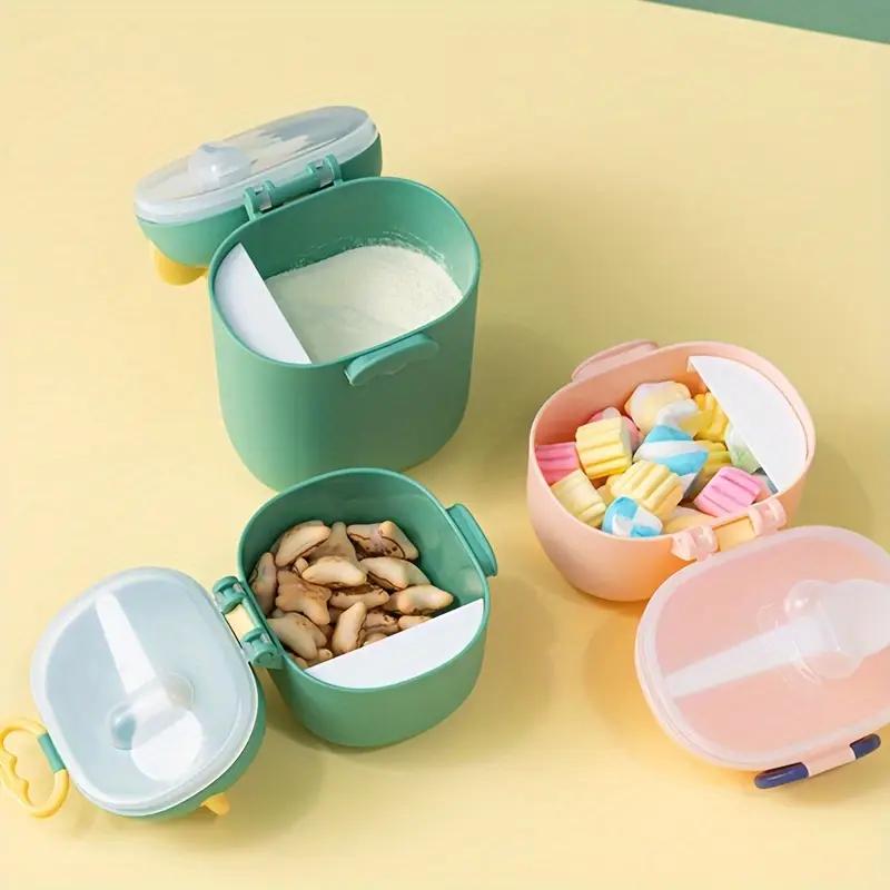 Milk powder dispenser with spoon, dinosaur formula milk powder container, portable milk powder storage box with handle, fruit an