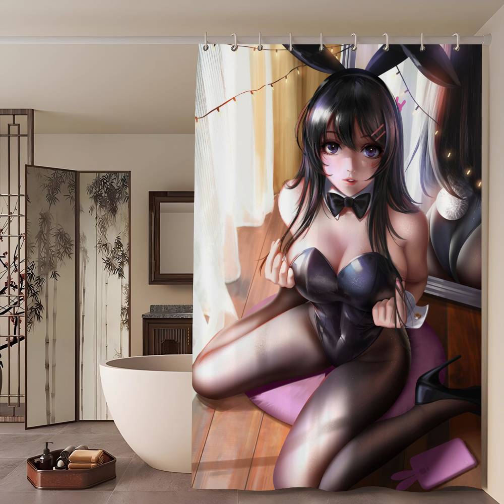 Anime Mai Sakurajima Shower Curtain - Water-Repellent And Leak-Resistant, Mold And Mildew Resistant For