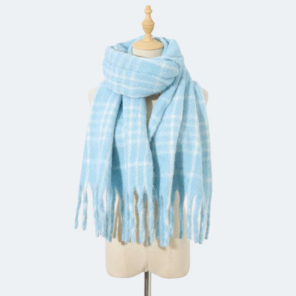 Wool Blended High-end Scarf Ankola Red Plaid Scarf Women's Winter Atmosphere Versatile Scarf