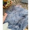 Dimanaf 2025 Summer Women New Skirts Vintage Mesh Elastic Pleated Elegant Blue Long Skirts Lace High Waist
