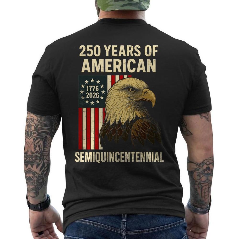 

250th Anniversary American US Flag Vintage 4th Of July Patriot T-Shirt ON BACK 3XL