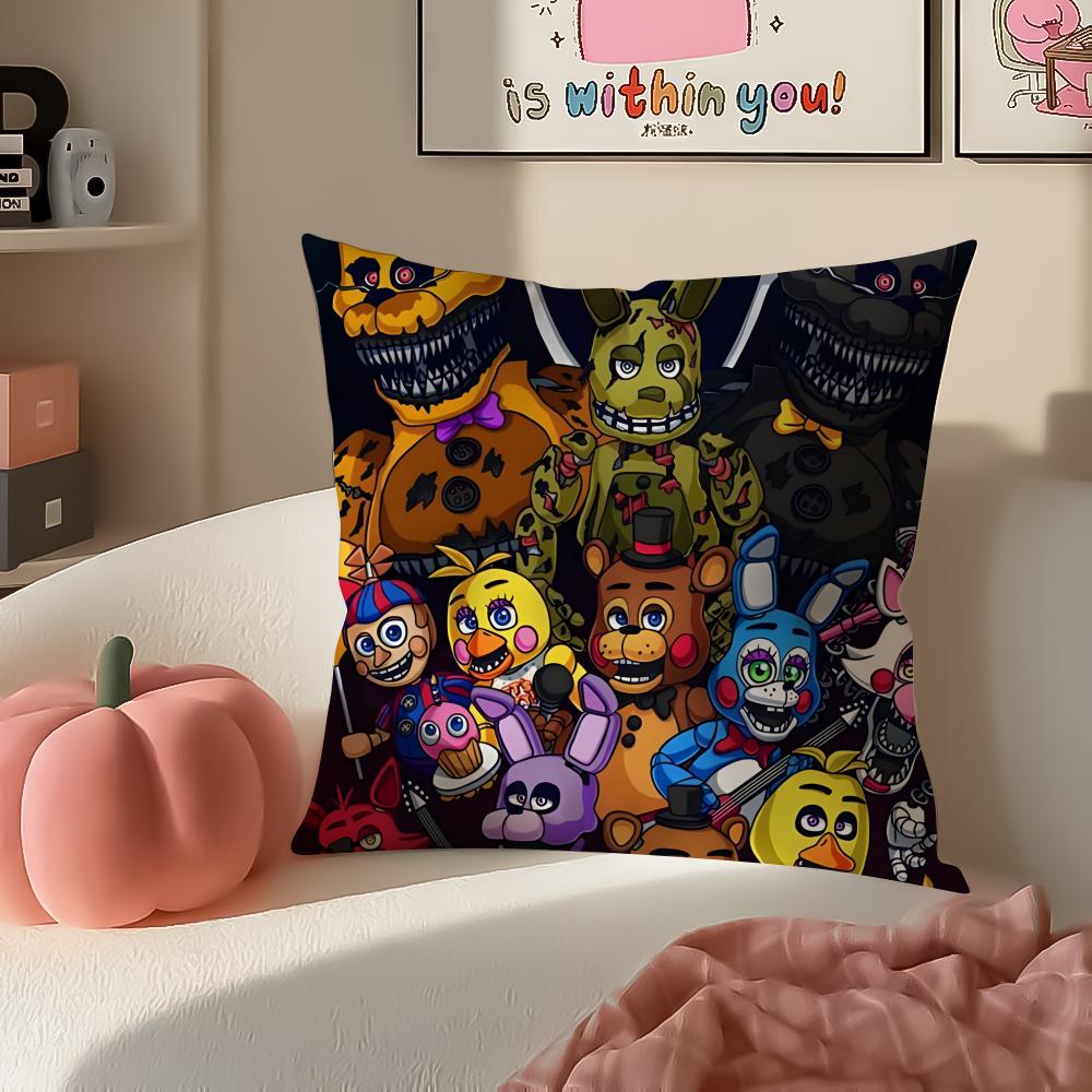 Horror Game FFive Nights At Freddys Cushion Cover Pillowcase Short Plush Invisible Zipper Room Sofa Cushion Cover