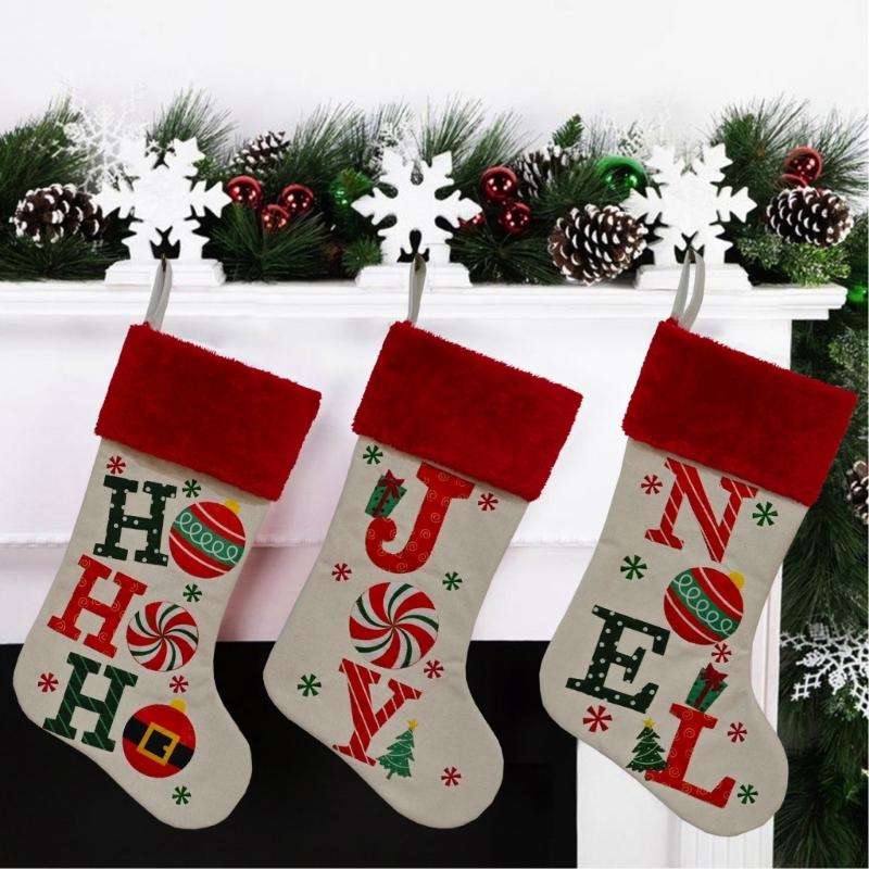 Alphabets Holiday Sock Decoration With Polyester Materials Quick Attachment Hook Multipurpose Festival Ornament