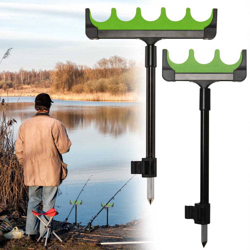 Fishing Rod Holder Fishing Rod Bracket Holds 3/5 Rods Fishing Pole Support Stand Fishing Rod Rest Fishing Accessories