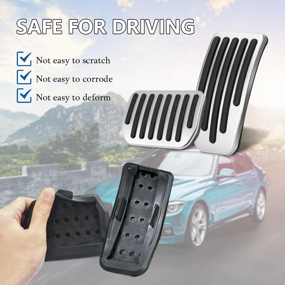 Foot Pedal Pads Set, Auto Aluminum Pedal Covers, Non-Slip Performance Accessories Pedal Covers, Car Accessories Brake & Accelerator Pedal Covers Fits