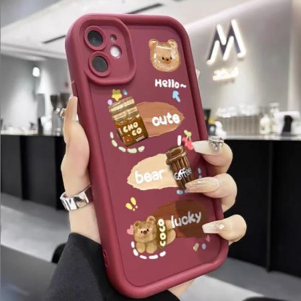

Ladder Shell Coffee Bear Graffiti Case for Apple iPhone 17 Pro Max, 16, 15, 14/13 Pro - Cute Design iPhone 11 Pro