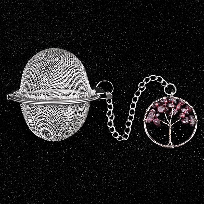Tea Strainer Natural Stone Tree Of Life Stainless Steel Strainer For Making Tea Seasoning Bag Spice Box Accessory