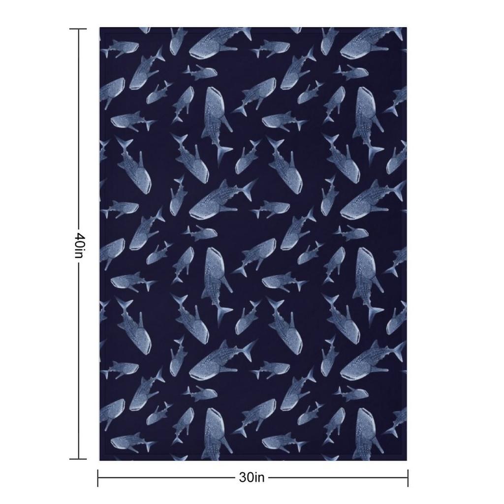 WHALE SHARK PATTERN (NAVY BLUE) Throw Blanket Luxury Warm for Winter Beautifuls Heavy To Sleep Blankets