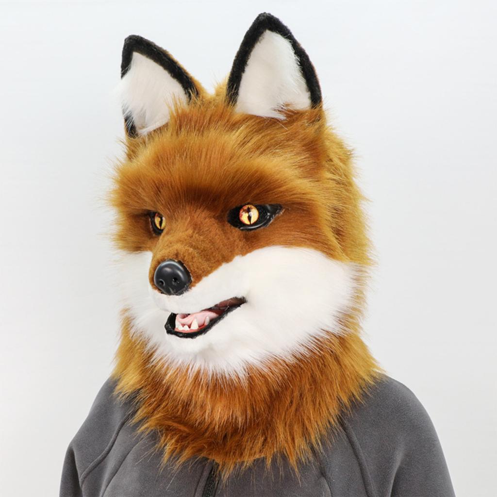 Maschera da Lupo Peluche a Testa Intera Realistica Copricapo Animale Cappello per Halloween e Feste Costumi per Recite Scolastiche Copricapo