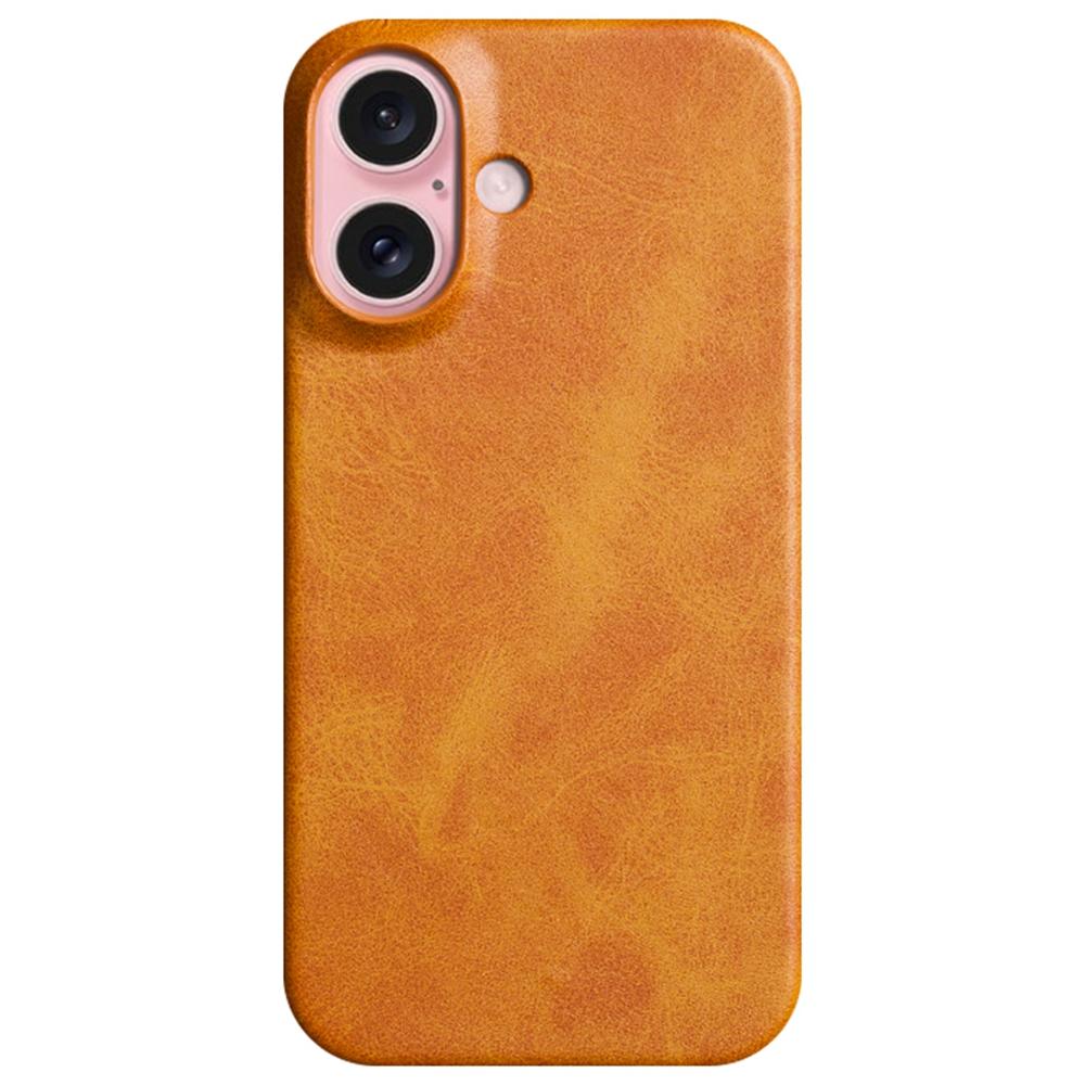 For iPhone 16 Case Calf Texture PU Leather Hard PC Protective Phone Cover