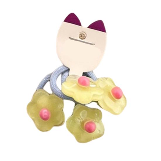 

4Pcs Girl Hair Ties Jelly Flower Decor High Elasticity Hair Ropes Soft Thin Circle Design Hair Bands Kids Daily Use School Hair рожевий