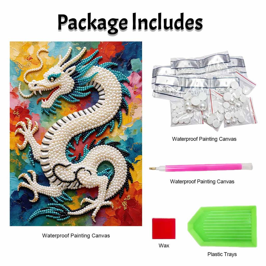 DIY Pearl Gem Chinese Dragon Painting Shining Bead Craft Art Home Wall Ornament Simple Unframed Room Decoration Art Modern Gift Style Design