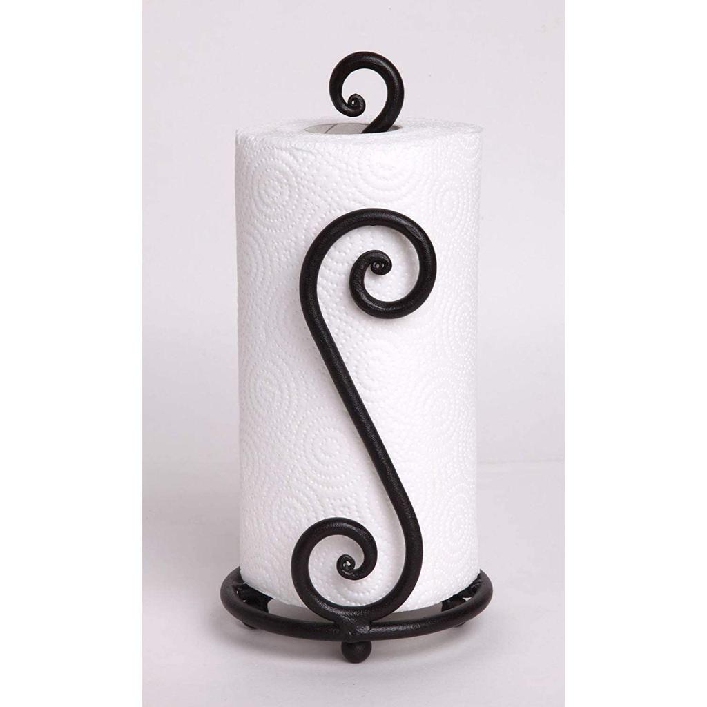 Wrought Iron S Shape Tissue Paper/Towel/Roll/Napkin Holder/Dispenser for Kitchen Bathroom and Dining Table (Black)