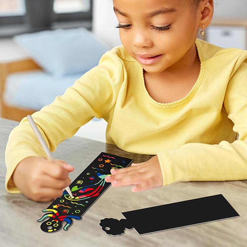 12Pcs/set Scratching Painting Animal Dinosaur Unicorn DIY Scratching Painting Colorful Scratching Paper for Student Rewards TMZ