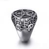 New Man Ring Pentagram Baphomet Goat Sulfur Leviathan Cross Satan Devil Symbol Ring Jewelry