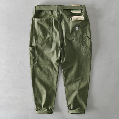 Autumn Winter  Pure Cotton Men Cargo Pants Korean Style Male Casual Loose Belt Mid Waist Slim Fit Pencil Trouser