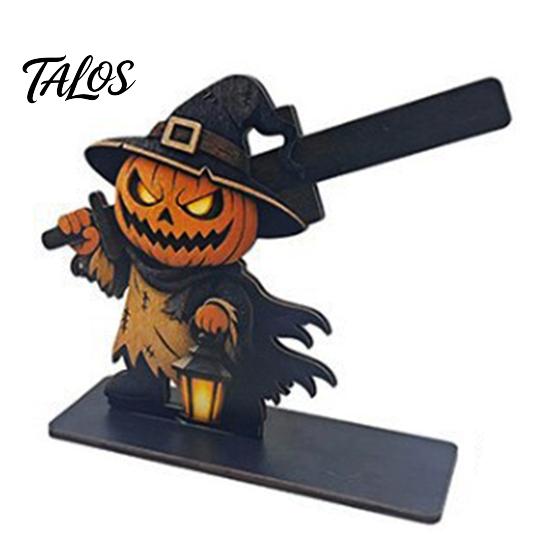 Theme Party Accents Halloween Table Sign, Spooky Ghost Grim Reaper Black Cat Pumpkin Scarecrow Decorative Holiday Signs Wooden Tabletop Centerpiece