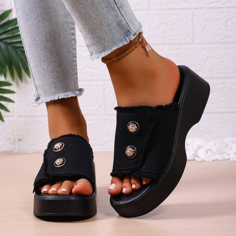 Fashionable New Comfortable Fish Mouth Elegant Flat Shoes Summer Round Toe Sexy Thick Sole Non Slip Casual Women's Slippers