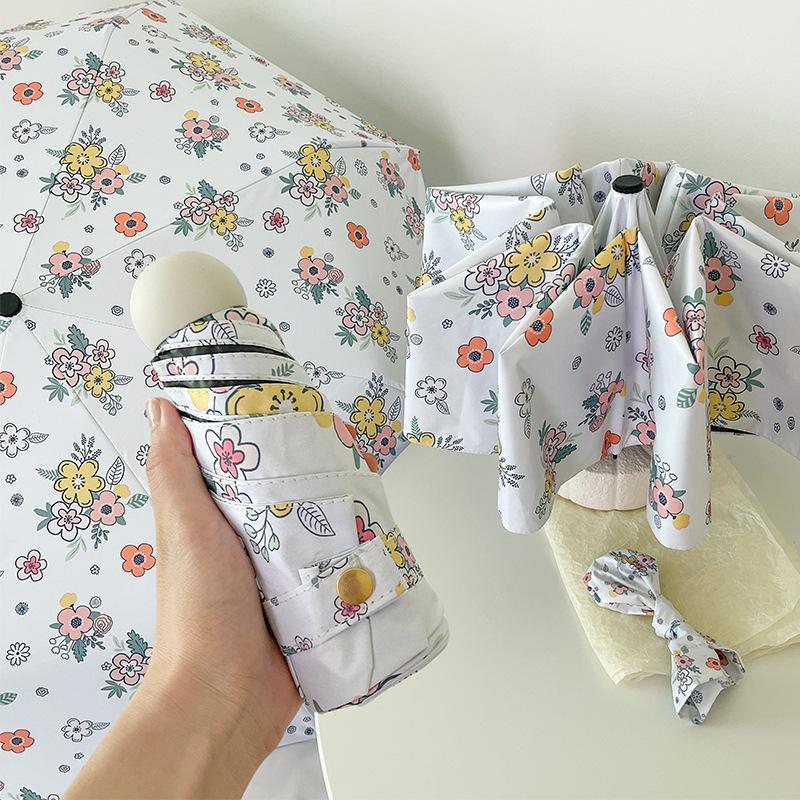Three-color Petals Weather and Rain Dual-purpose Small Portable Sunshade Automatic Sun Umbrella Sun Protection and UV Protection 50-fold Umbrella