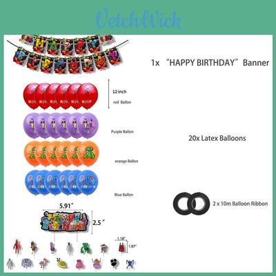 Garten Of Banban Birthday Party Decoration Set With Balloon Banner And Inserted Balloons