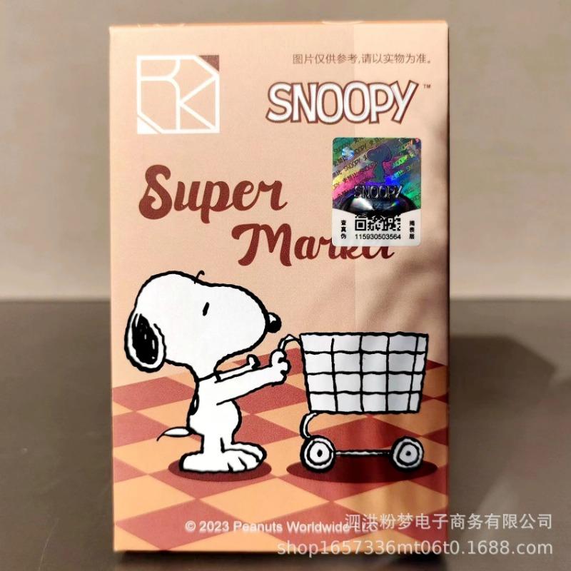 

Оригинальная лицензированная серия Snoopy Blind Box, мультяшная сцена супермаркета и сада с мебелью, детские игрушки-конструкторы