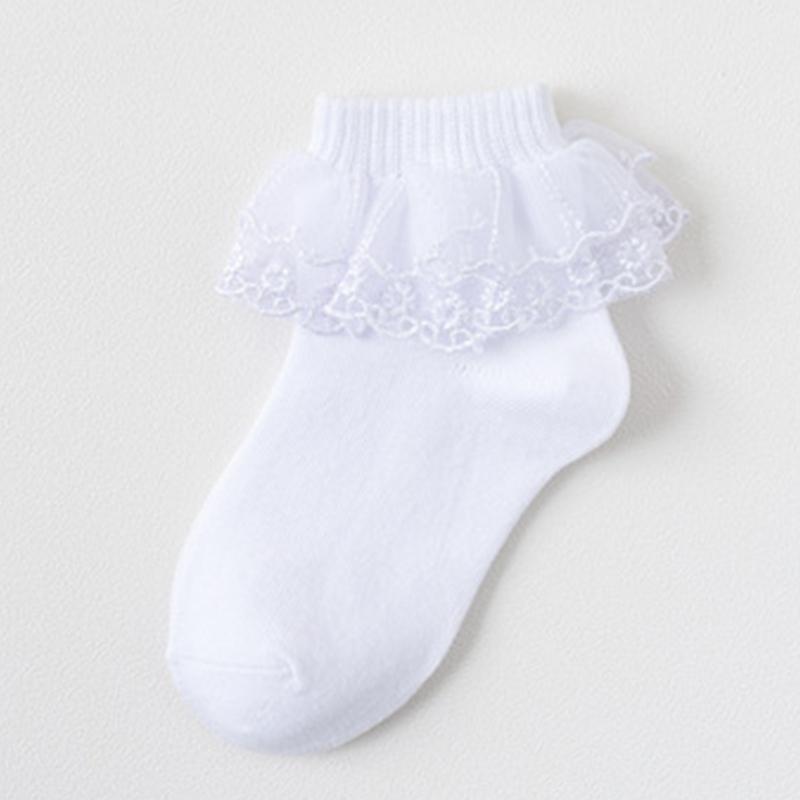 3 Pair Comfortable Girls Ankle Socks Elegant Double Layer Lace Ruffle Socks for Ages 1-10+ Years Kids Daily Wear