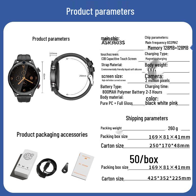 Waterproof 5G Student Smartwatch: Multi-Function Unisex Model with SIM Support & Video Calling