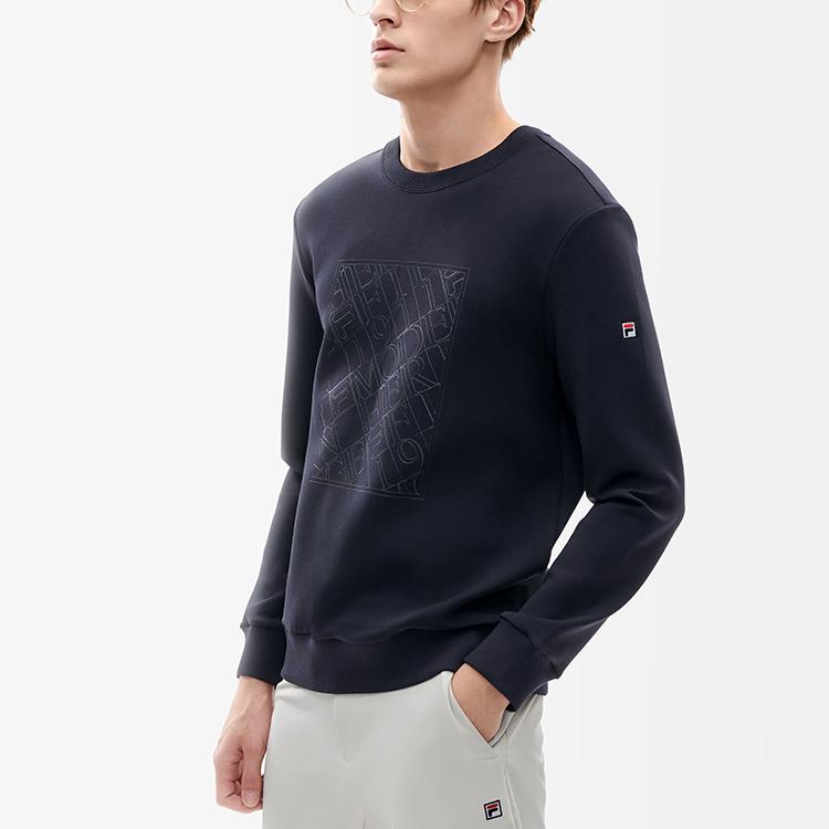 Fila Printed Sports Knit Crewneck Sweatshirt Men Sweatshirt Legendary-Blue F11M211216F-NV