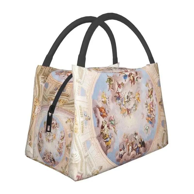 Golden Baroque Fashion Seamless Pattern Insulated Lunch Bags for Women Waterproof Cooler Thermal Bento Box Work Picnic