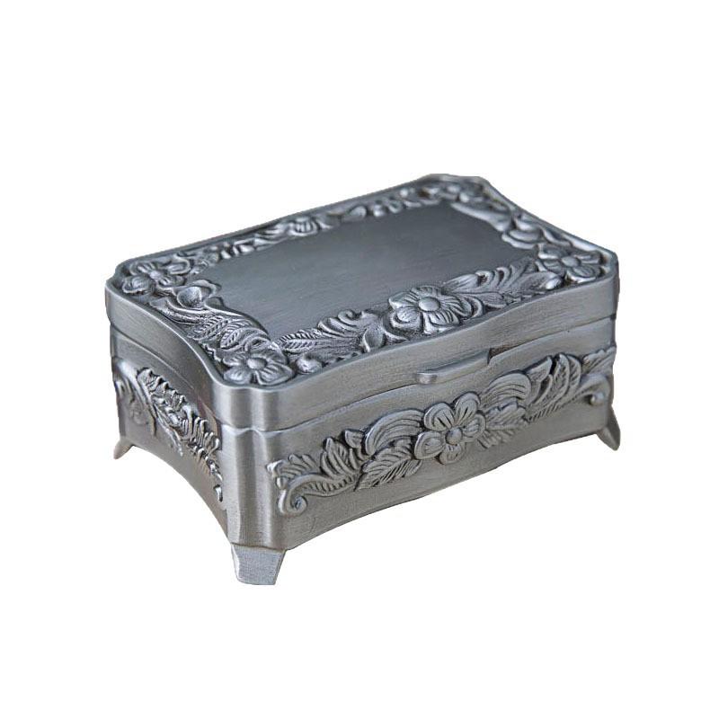 Elegant Vintage Metal Jewelry Box With Floral Relief Design Zinc Alloy Desktop Organizer Gift Weddings Travel Souvenirs
