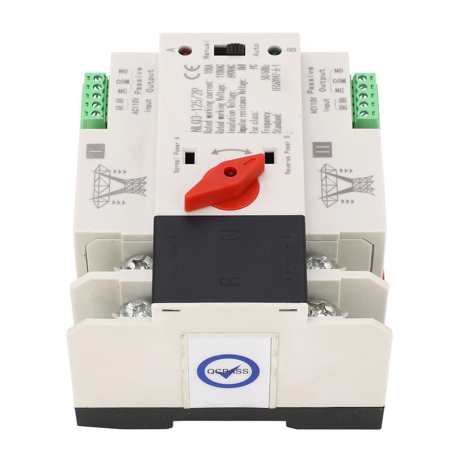 

Dual power selector switch PC material AC110V automatic transfer switch 100A 50Hz/60Hz NLQ3-125/2P