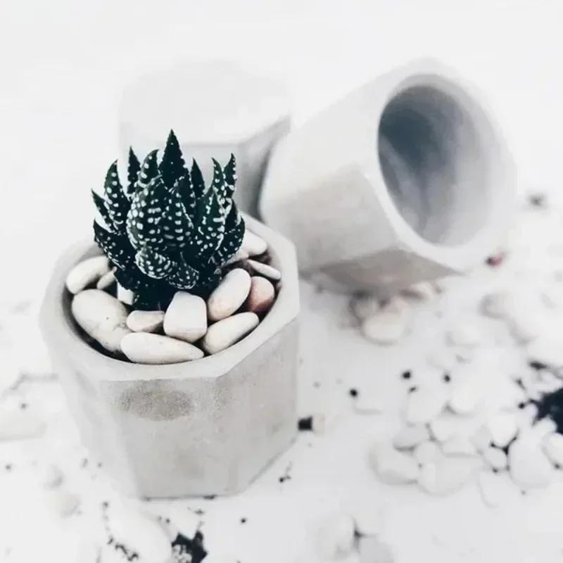 Octagon Silicone Flowerpot Mold DIY Geometric Concrete Planter Cement Succulent Pot Molds Epoxy Resin Craft Bottle Making